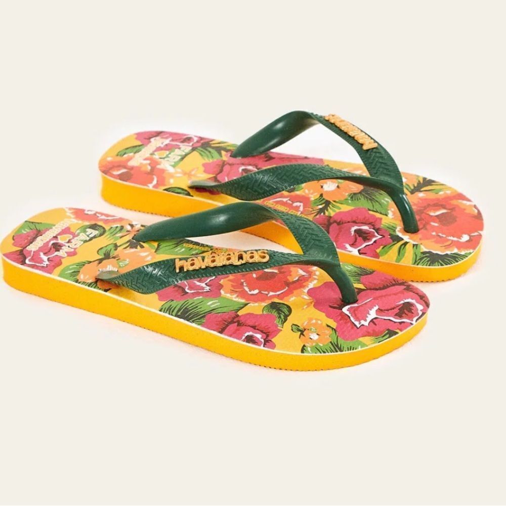 Havaianas Farm Rio Yellow Chita Womens Sandals Size 11-12 New With Tags